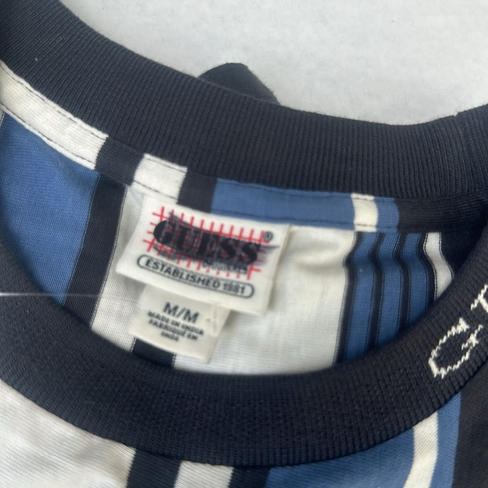 New Guess Short-Sleeve Original Brand Striped T-Shirt SZ M - Picture 4 of 7